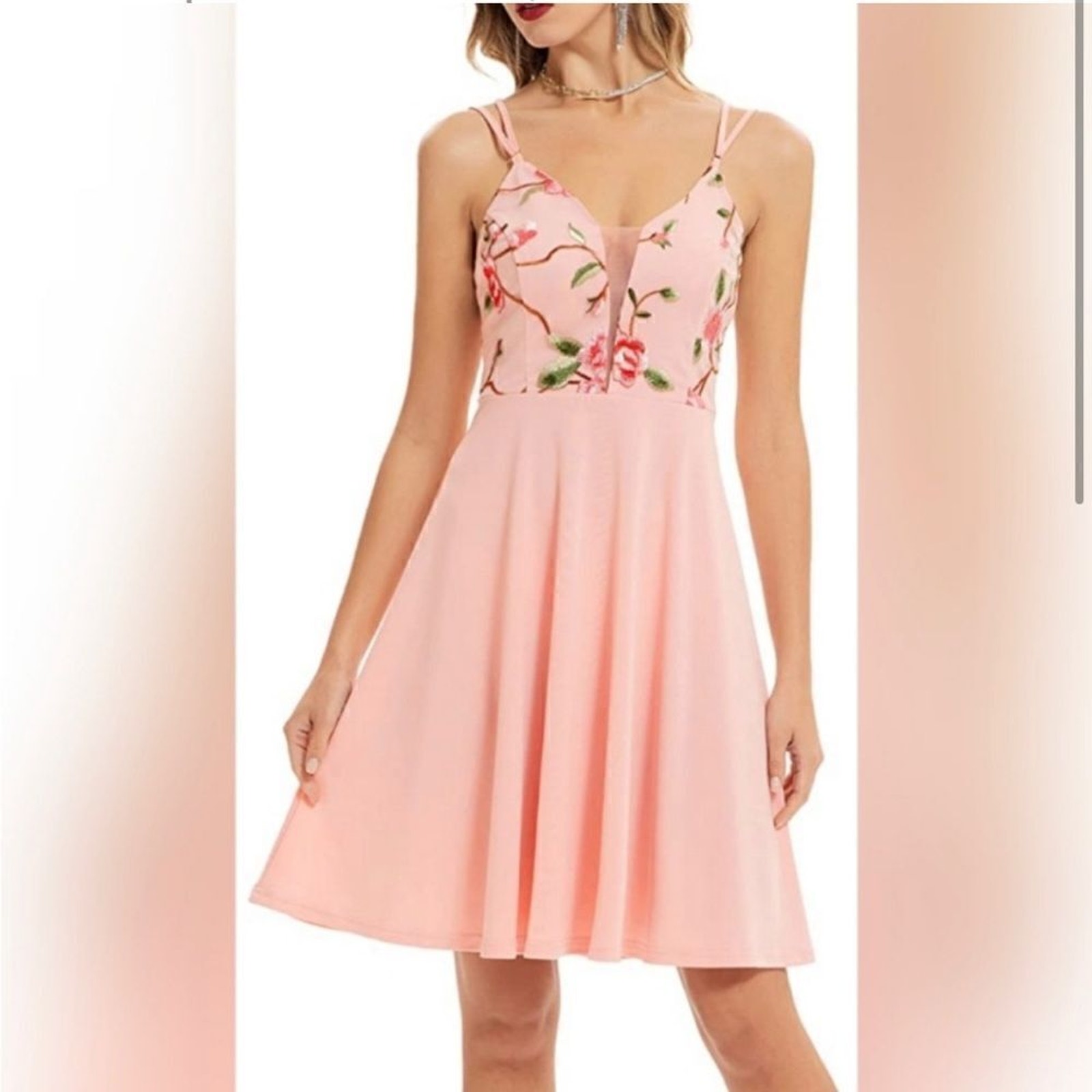 Nwt Women's L Grace Karin Spaghetti Strap Dress V Neck Sleeveless